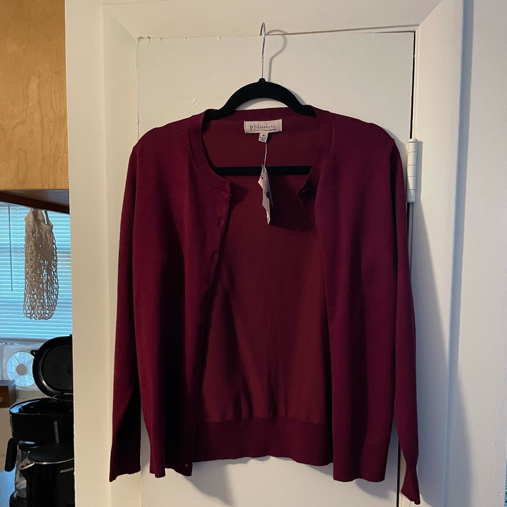 Maroon cardigan
